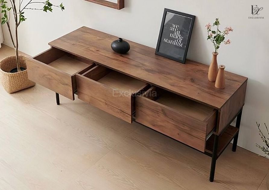 MORNA Industrial Solid Wood TV Console - Exclusivia