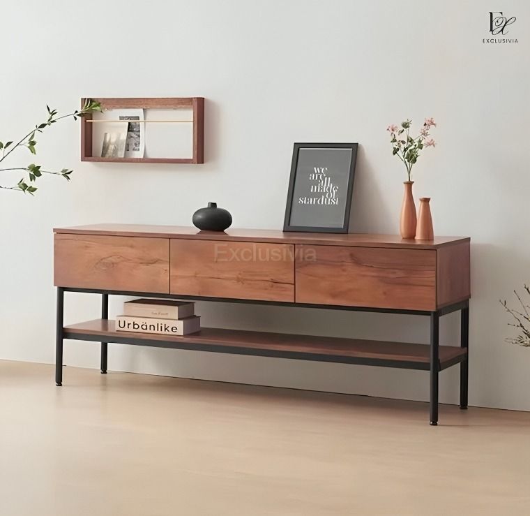 MORNA Industrial Solid Wood TV Console - Exclusivia