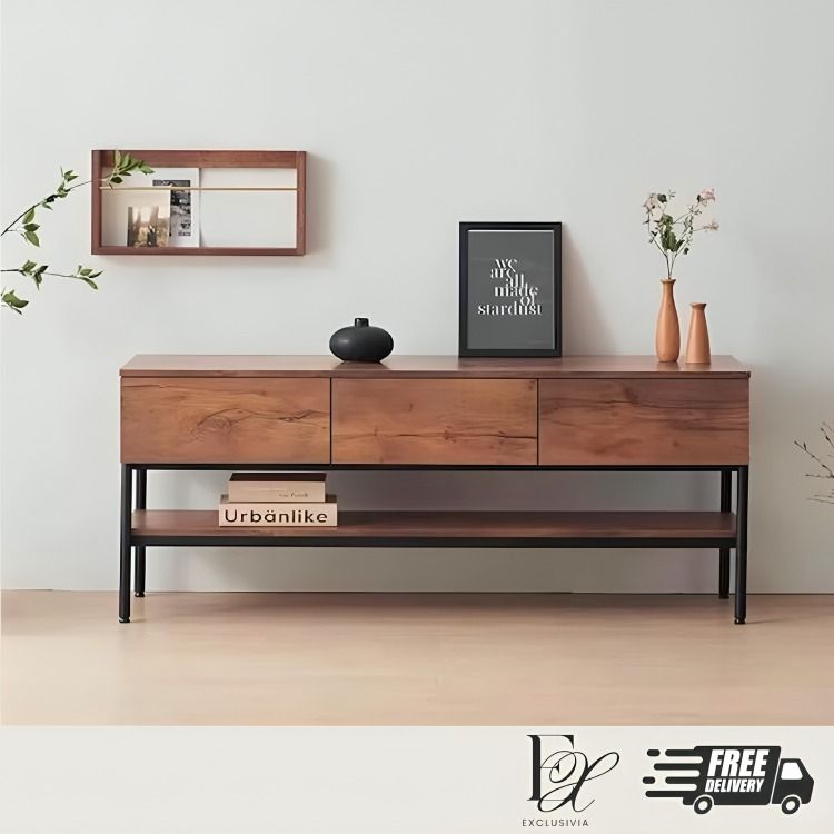 MORNA Industrial Solid Wood TV Console - Exclusivia