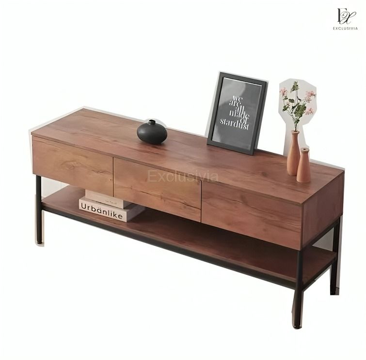 MORNA Industrial Solid Wood TV Console - Exclusivia