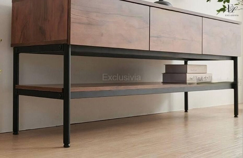 MORNA Industrial Solid Wood TV Console - Exclusivia