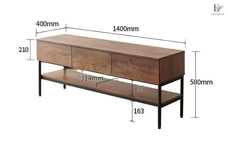 MORNA Industrial Solid Wood TV Console - Exclusivia