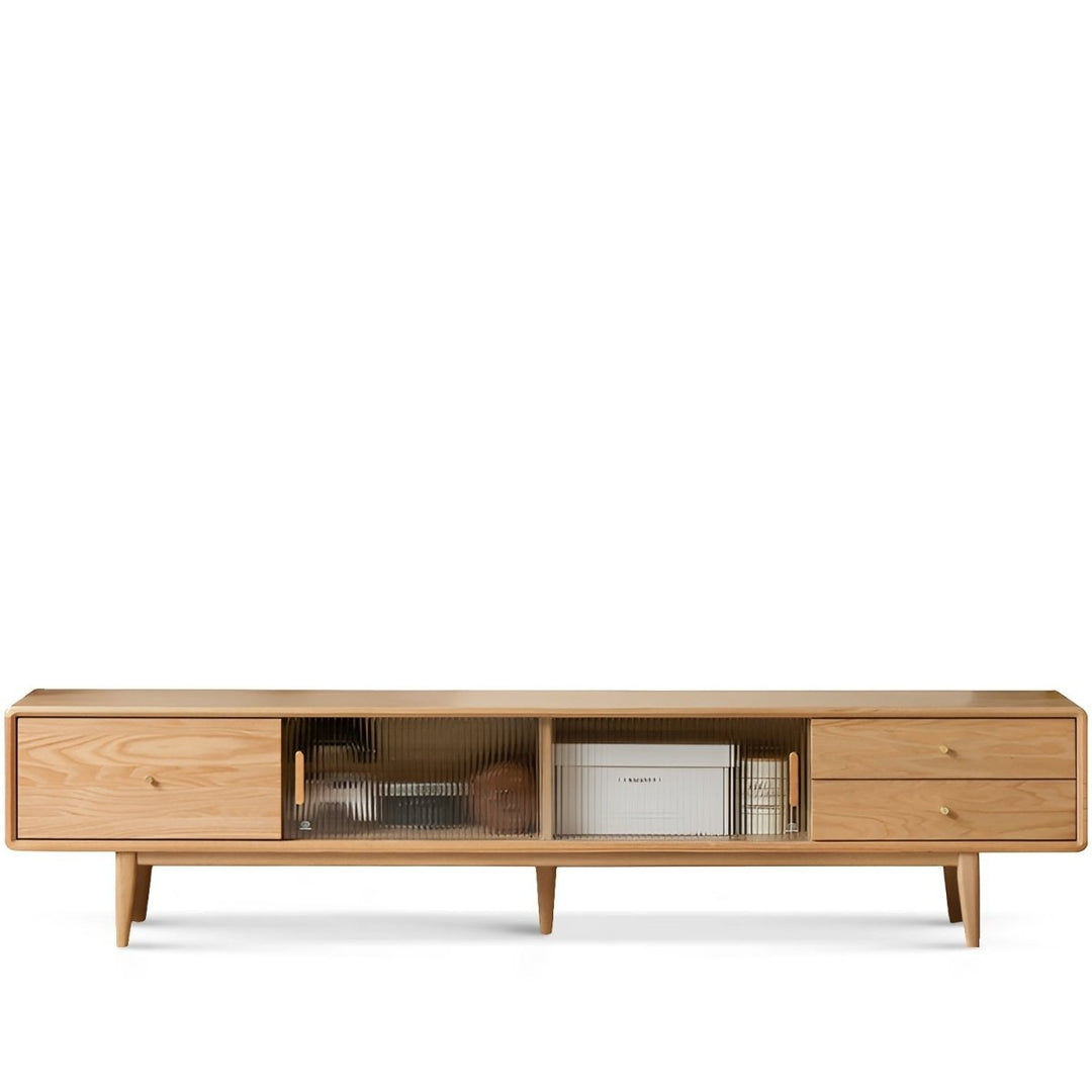 Mossura Oak Wood Glass TV Console - Exclusivia