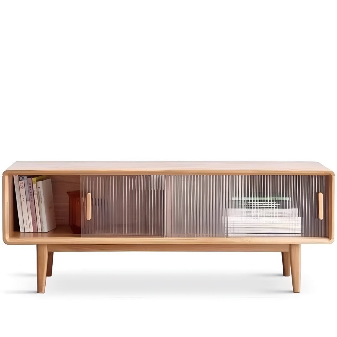 Mossura Oak Wood Glass TV Console - Exclusivia