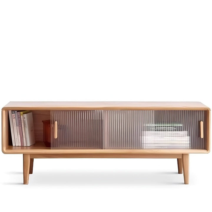 Mossura Oak Wood Glass TV Console - Exclusivia