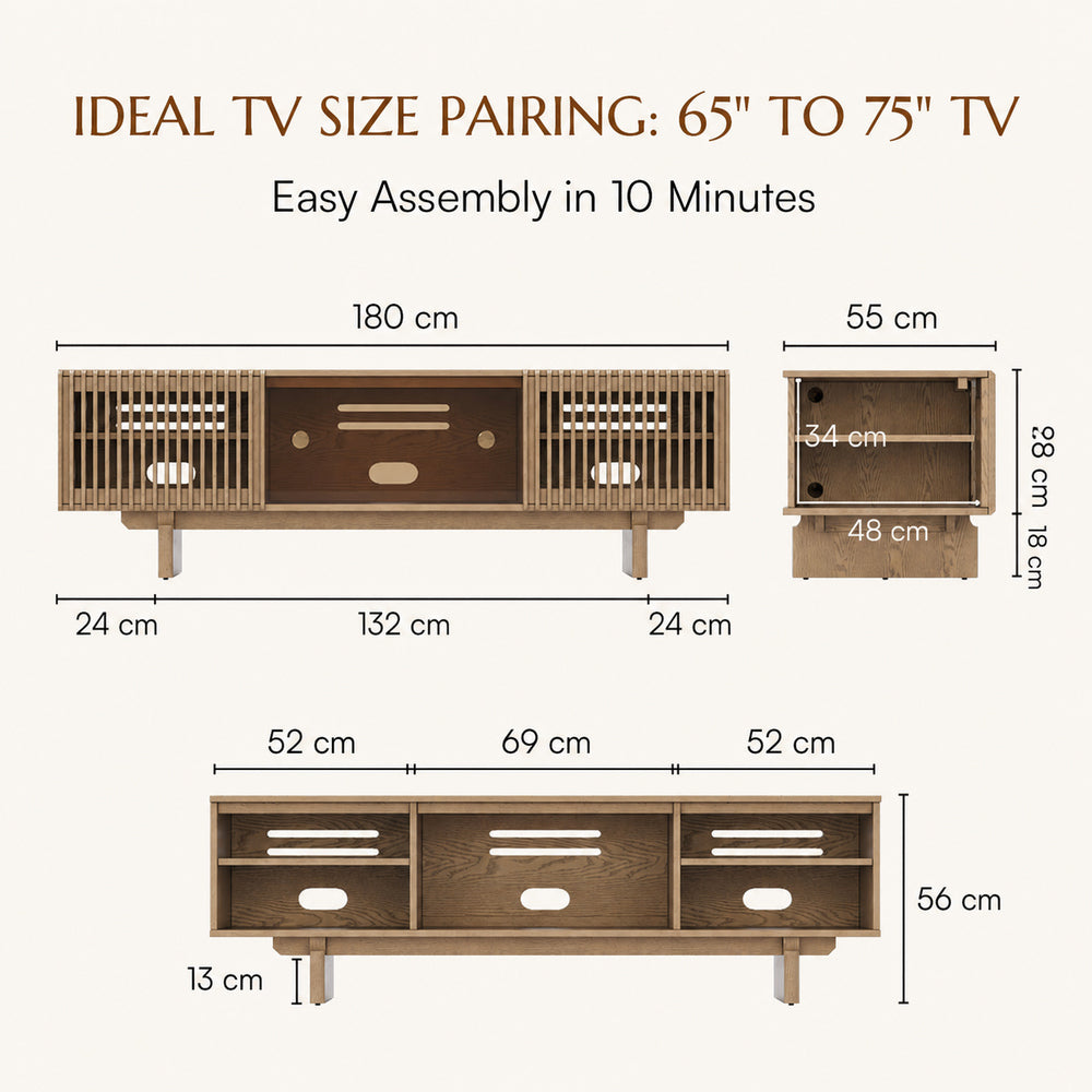 Valmere Mid-Century Fluted Media Console