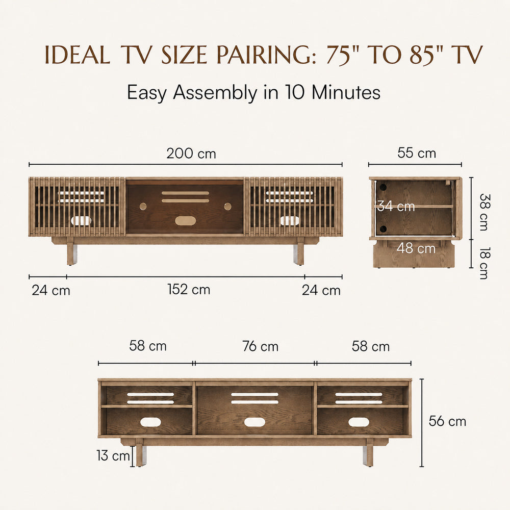 Valmere Mid-Century Fluted Media Console