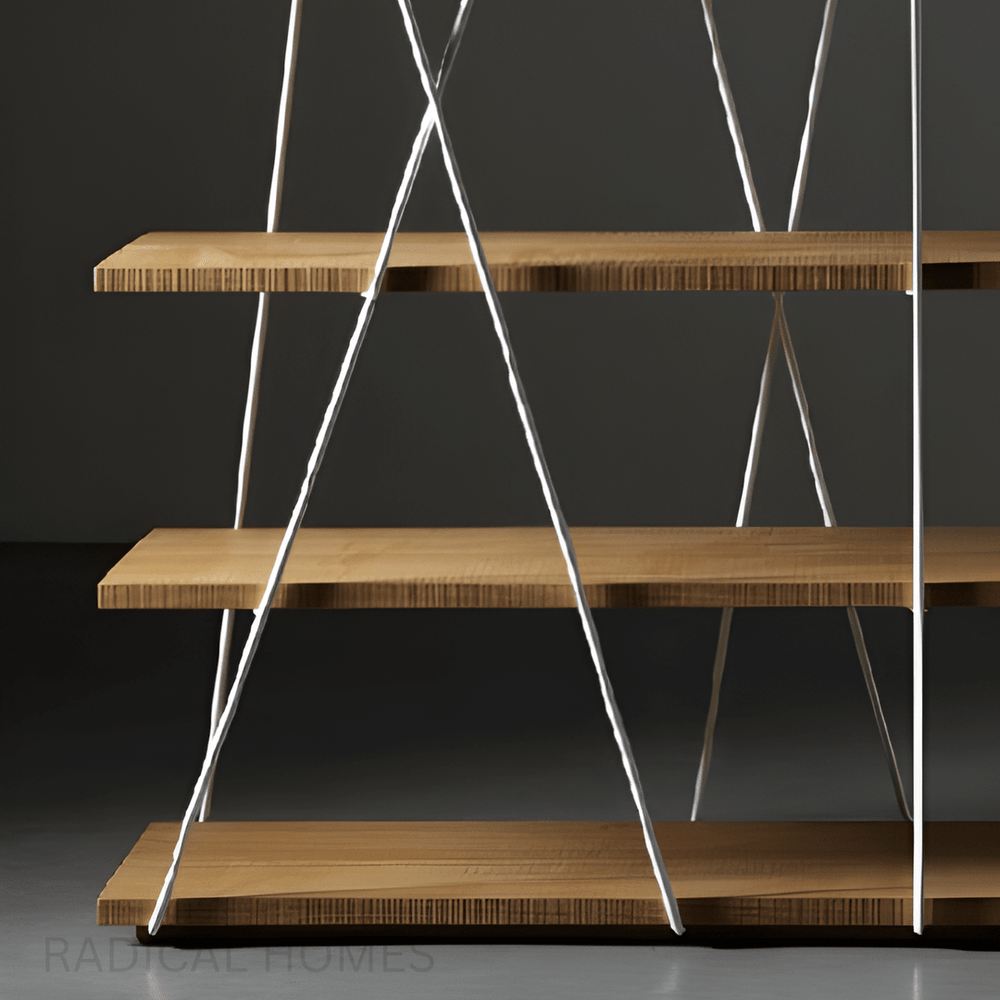 Nero Modern Industrial Solid Wood Display Shelf - Exclusivia