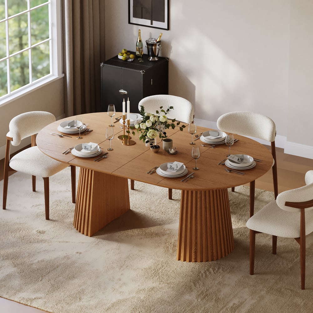 Nora Solid Wood Fluted Dining Table - Exclusivia