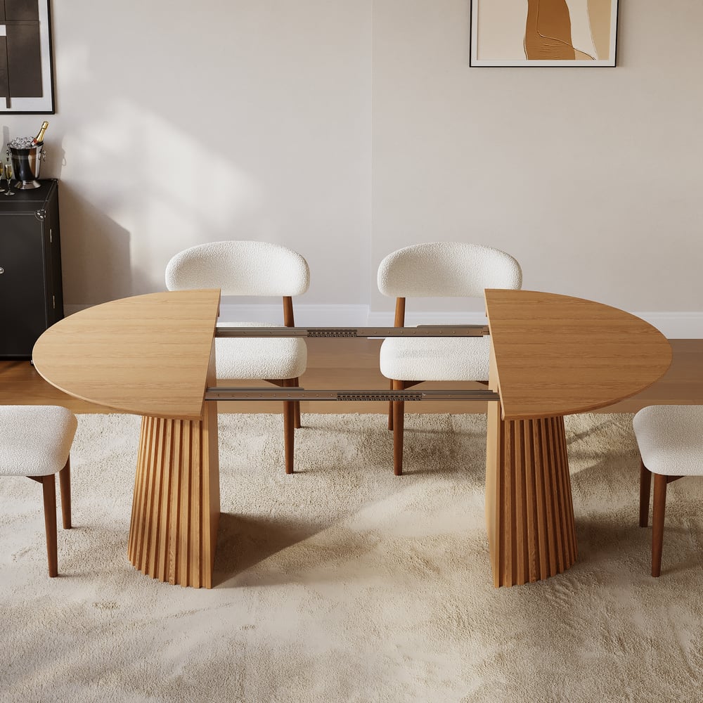 Nora Solid Wood Fluted Dining Table - Exclusivia