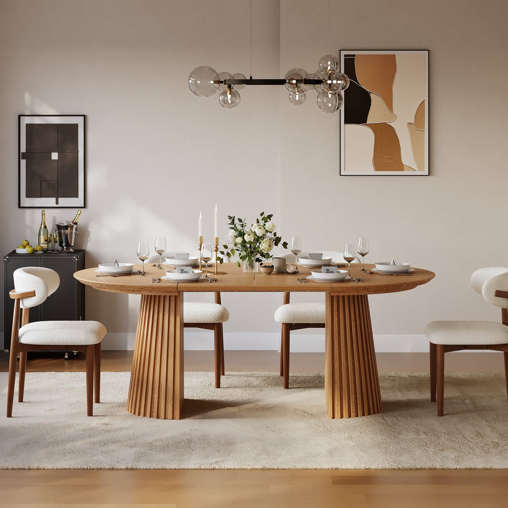 Nora Solid Wood Fluted Dining Table - Exclusivia