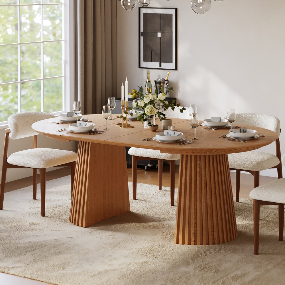 Nora Solid Wood Fluted Dining Table - Exclusivia