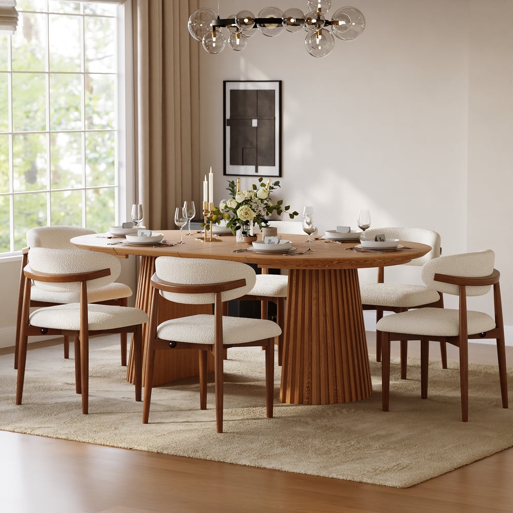 Nora Solid Wood Fluted Dining Table - Exclusivia