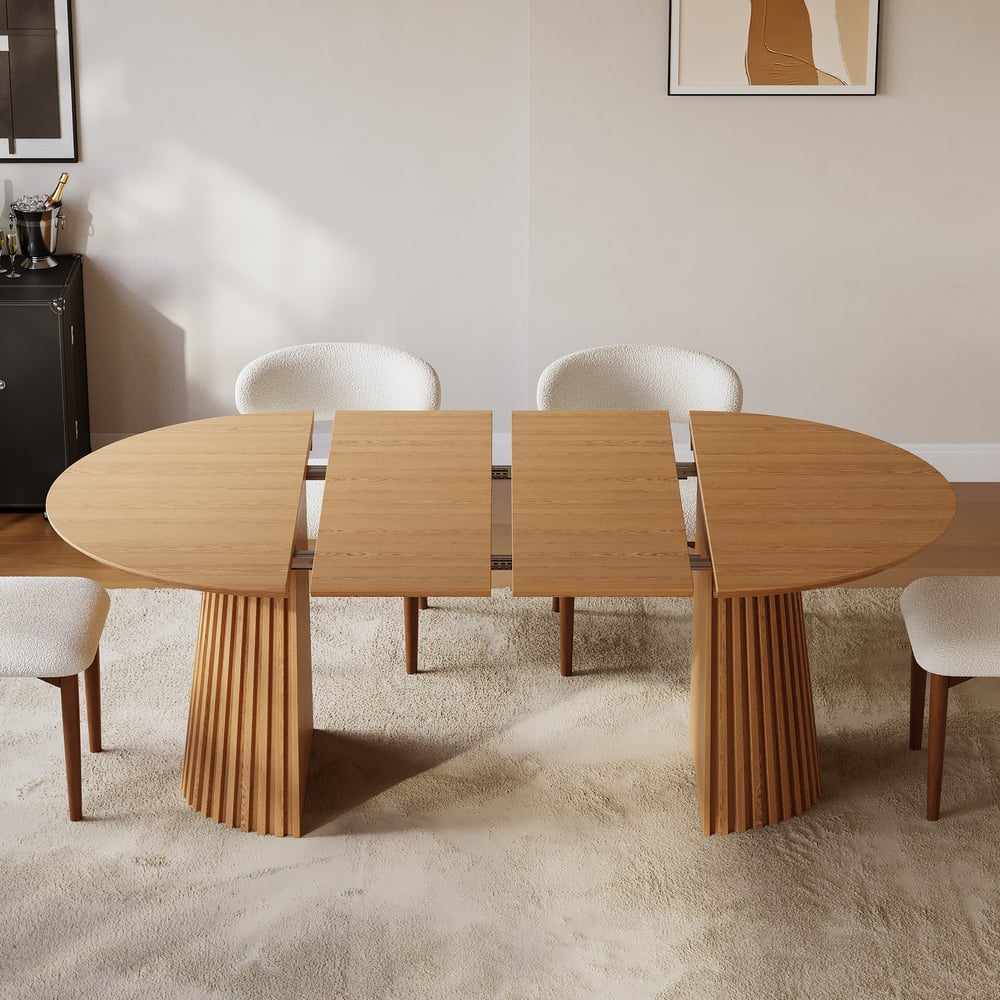 Nora Solid Wood Fluted Dining Table - Exclusivia