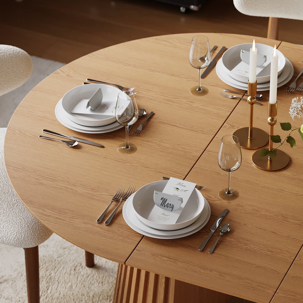 Nora Solid Wood Fluted Dining Table - Exclusivia
