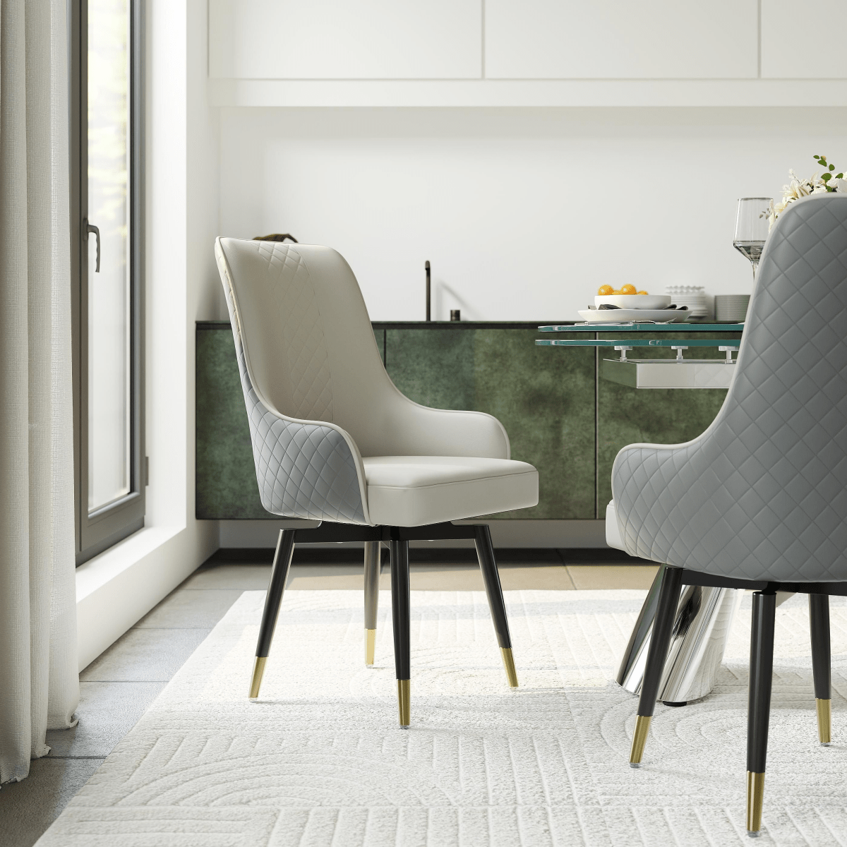 Norrin – Set of 2 Modern Upholstered Dining Chairs - Exclusivia