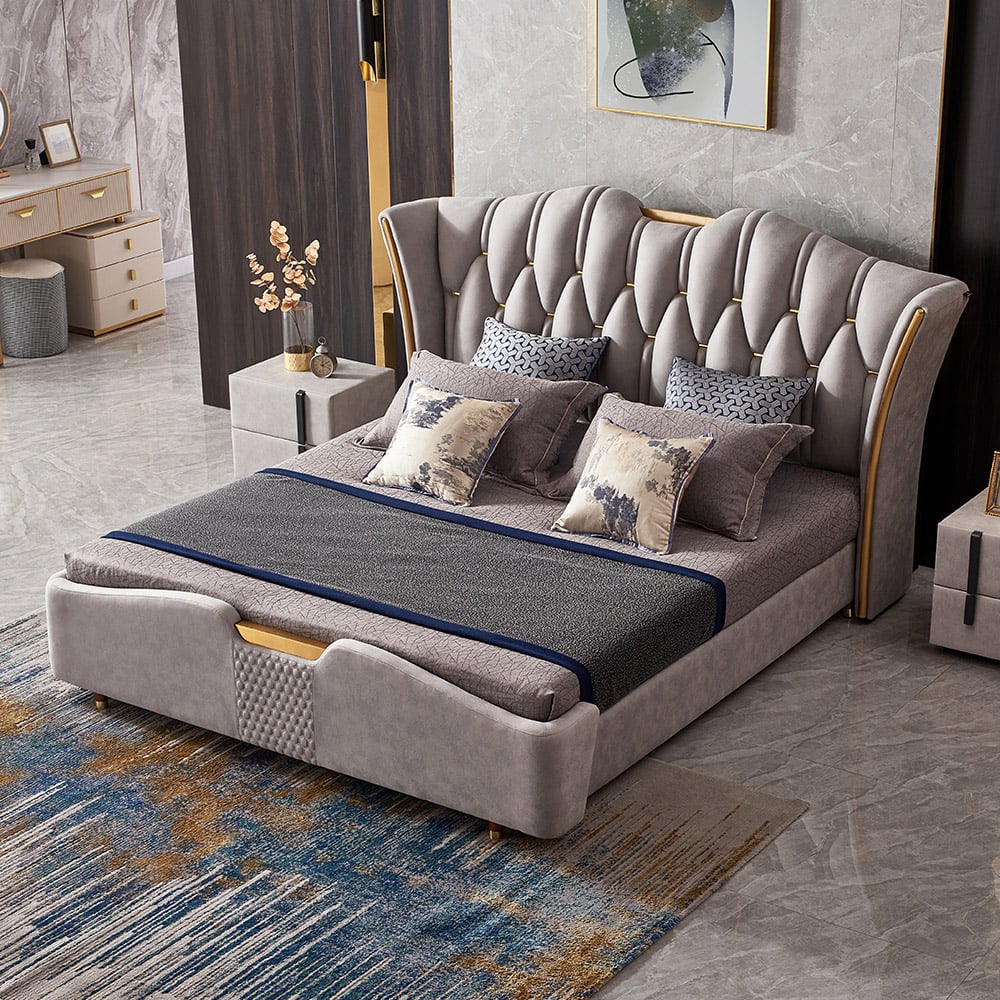 Norva Luxe Tufted Wingback Upholstered Bed - Exclusivia