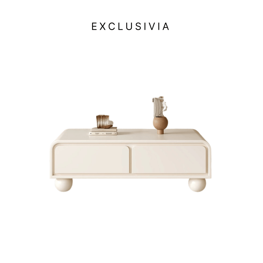NOVA Cream Lacquer TV Console & Coffee Table Set - Exclusivia
