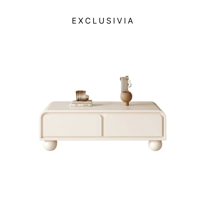 NOVA Cream Lacquer TV Console & Coffee Table Set - Exclusivia
