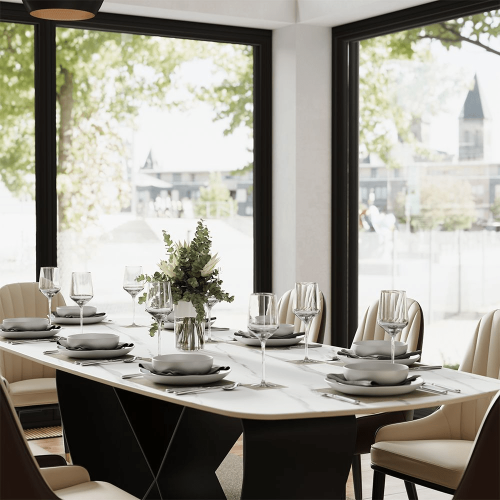 NovaLux Rectangular Sintered Stone Dining Table - Exclusivia