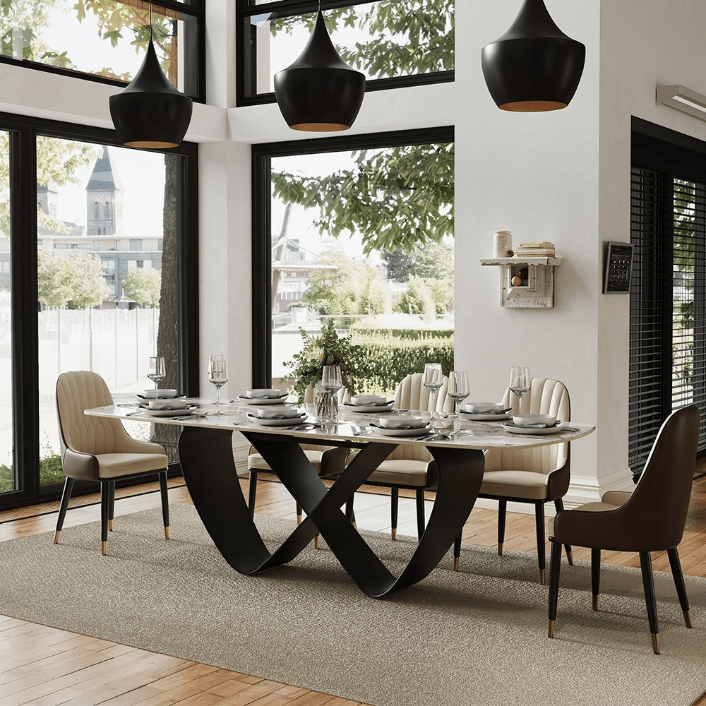 NovaLux Rectangular Sintered Stone Dining Table - Exclusivia