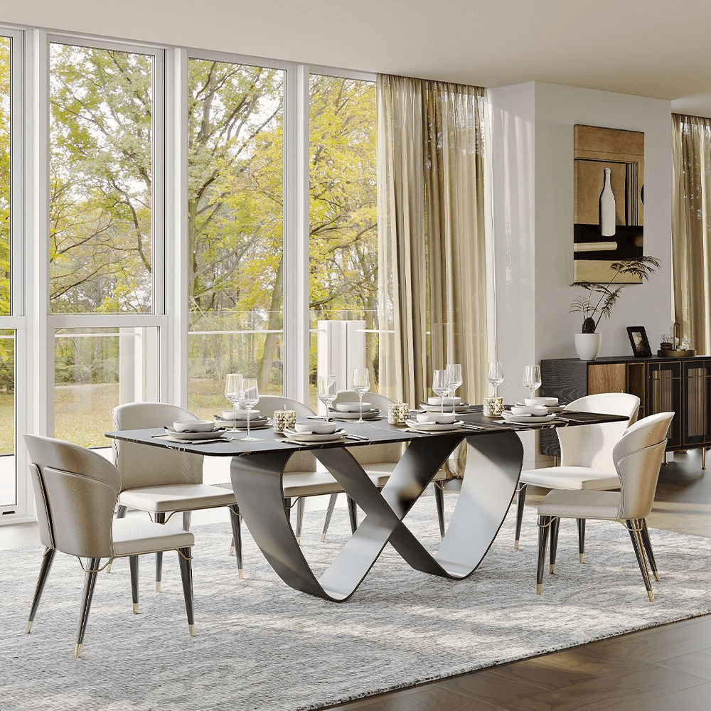 NovaLux Rectangular Sintered Stone Dining Table - Exclusivia