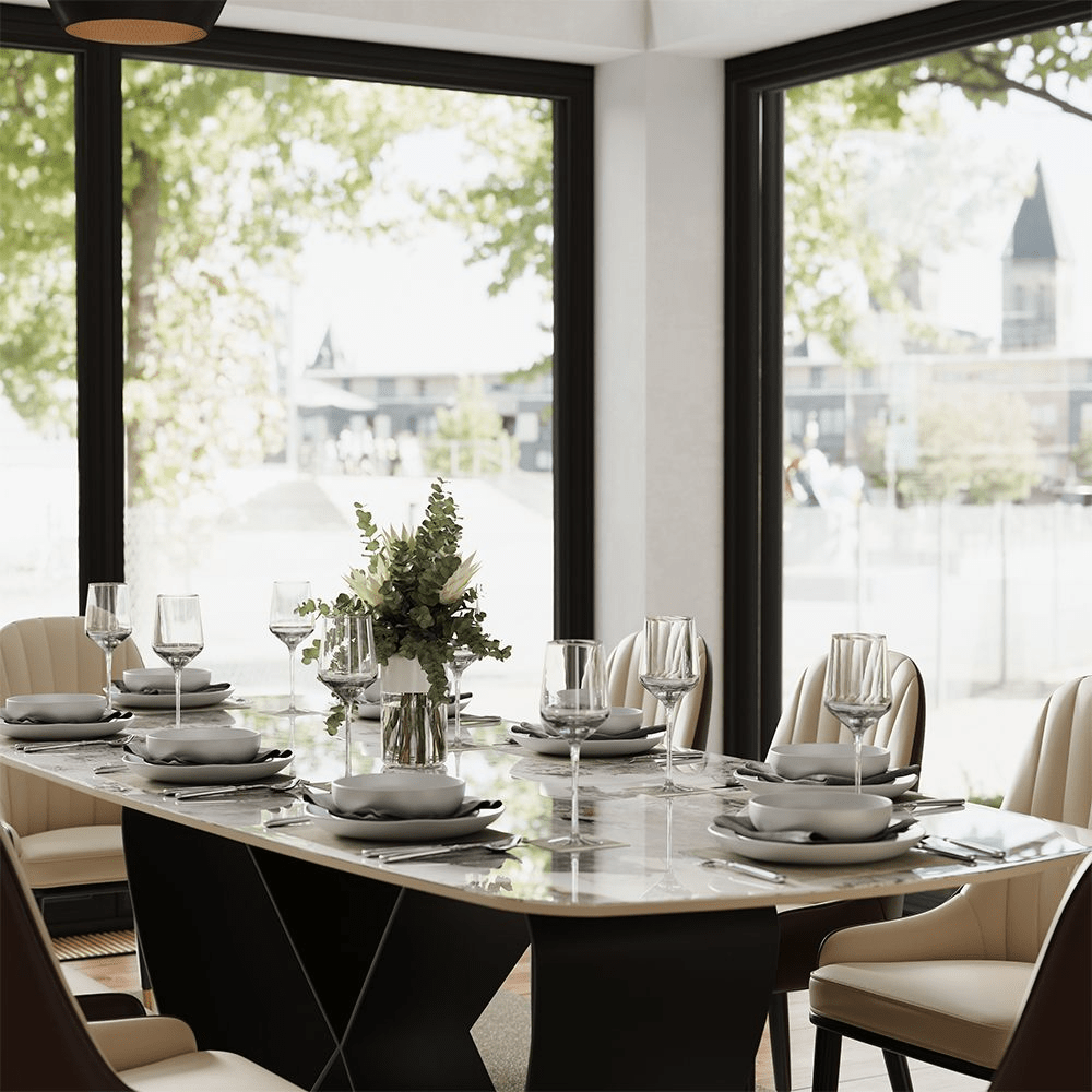 NovaLux Rectangular Sintered Stone Dining Table - Exclusivia