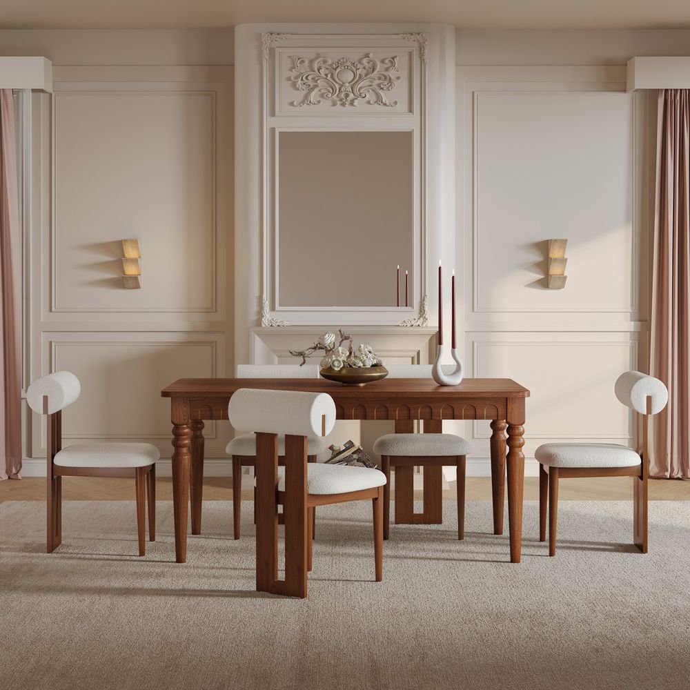 Nuvra Bouclé Dining Chairs (Set of 2) - Exclusivia