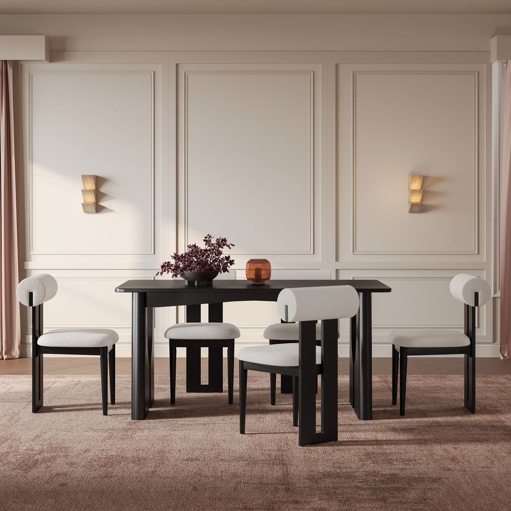 Nuvra Bouclé Dining Chairs (Set of 2) - Exclusivia