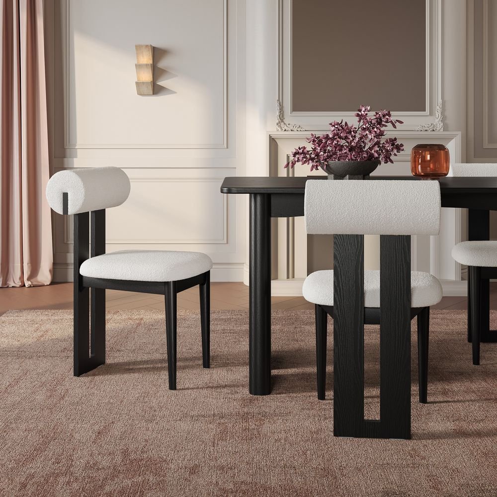 Nuvra Bouclé Dining Chairs (Set of 2) - Exclusivia