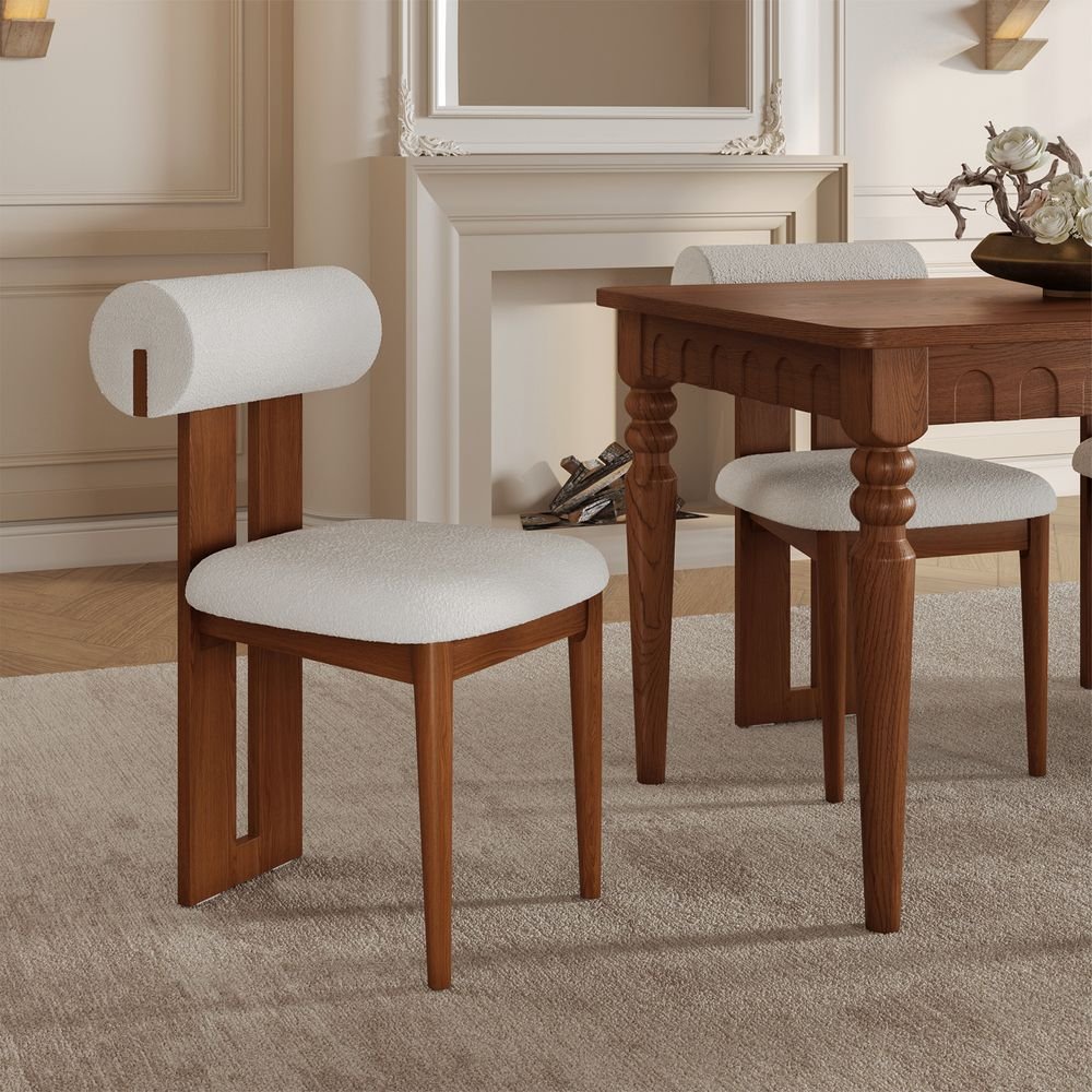 Nuvra Bouclé Dining Chairs (Set of 2) - Exclusivia