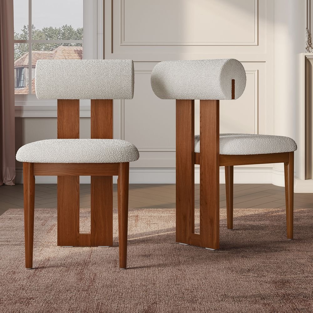 Nuvra Bouclé Dining Chairs (Set of 2) - Exclusivia
