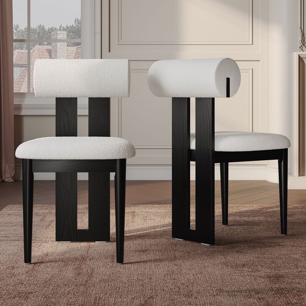 Nuvra Bouclé Dining Chairs (Set of 2) - Exclusivia