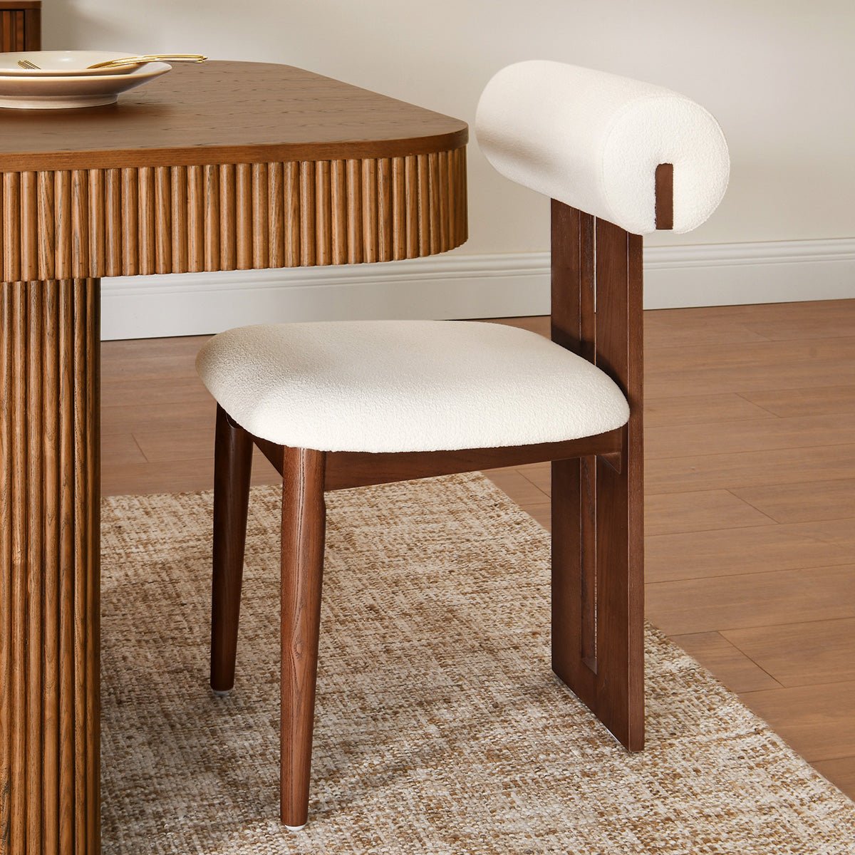 Nuvra Bouclé Dining Chairs (Set of 2) - Exclusivia