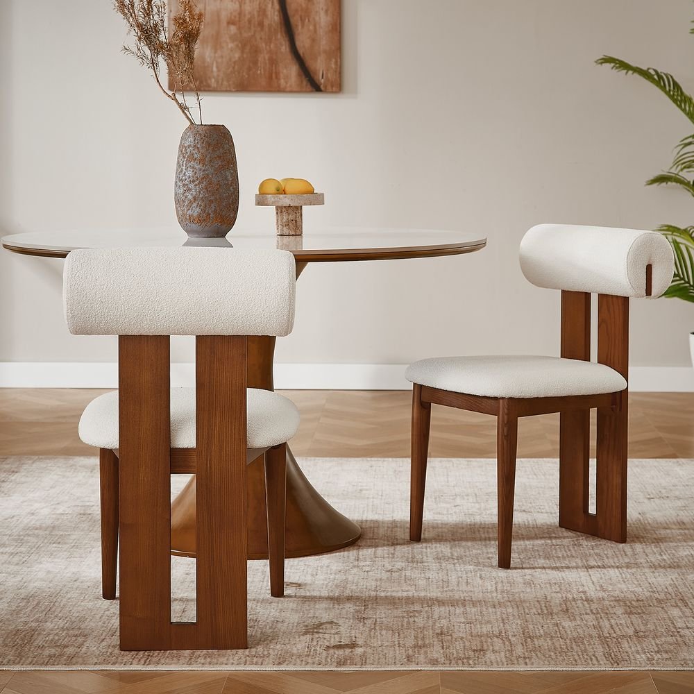Nuvra Bouclé Dining Chairs (Set of 2) - Exclusivia