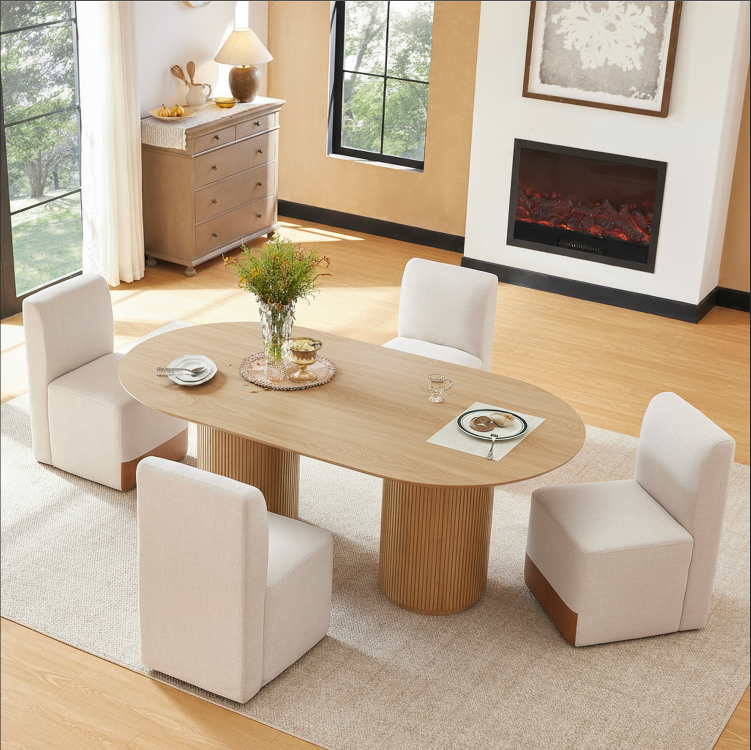 Corvina Oval Fluted Dining Table