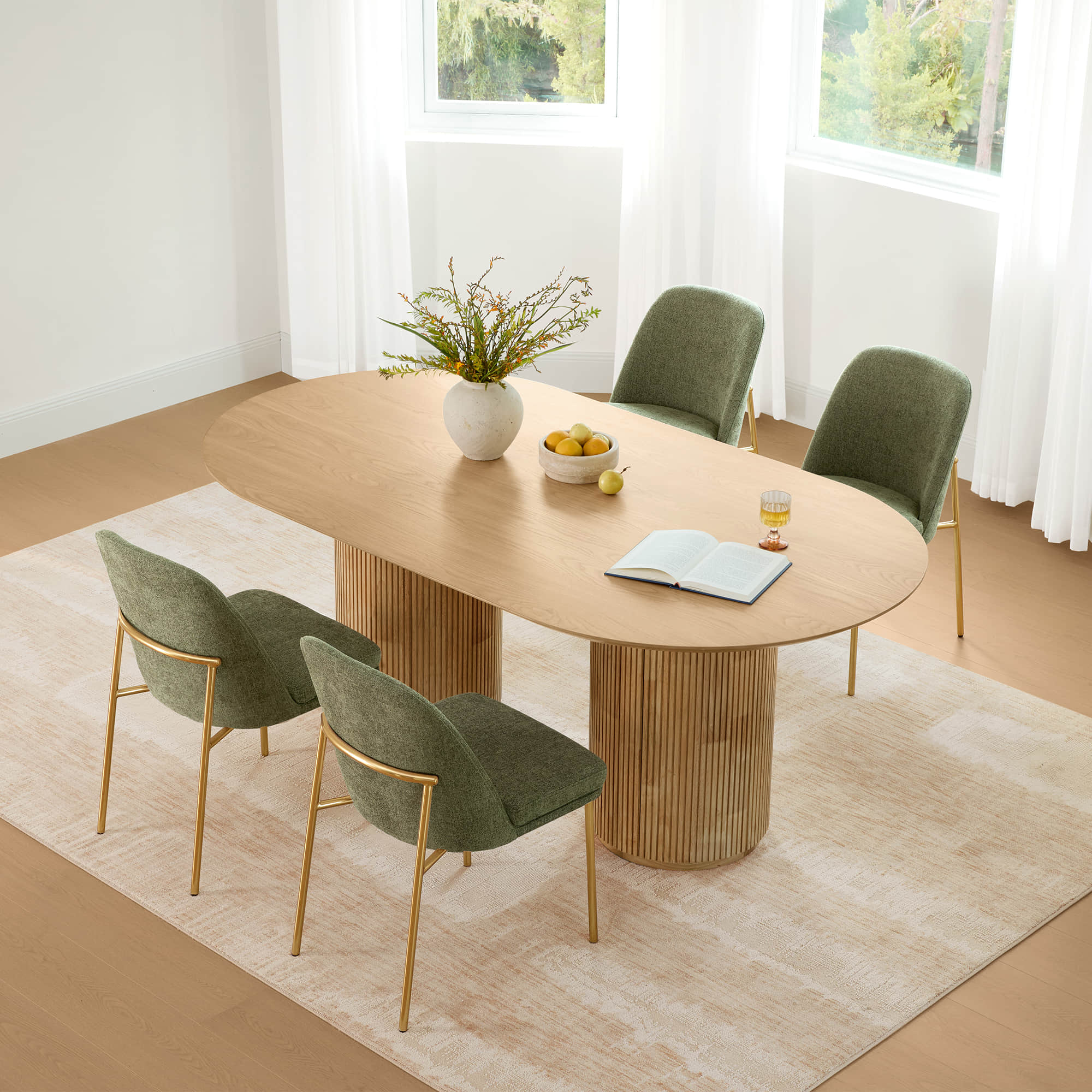 Corvina Oval Fluted Dining Table