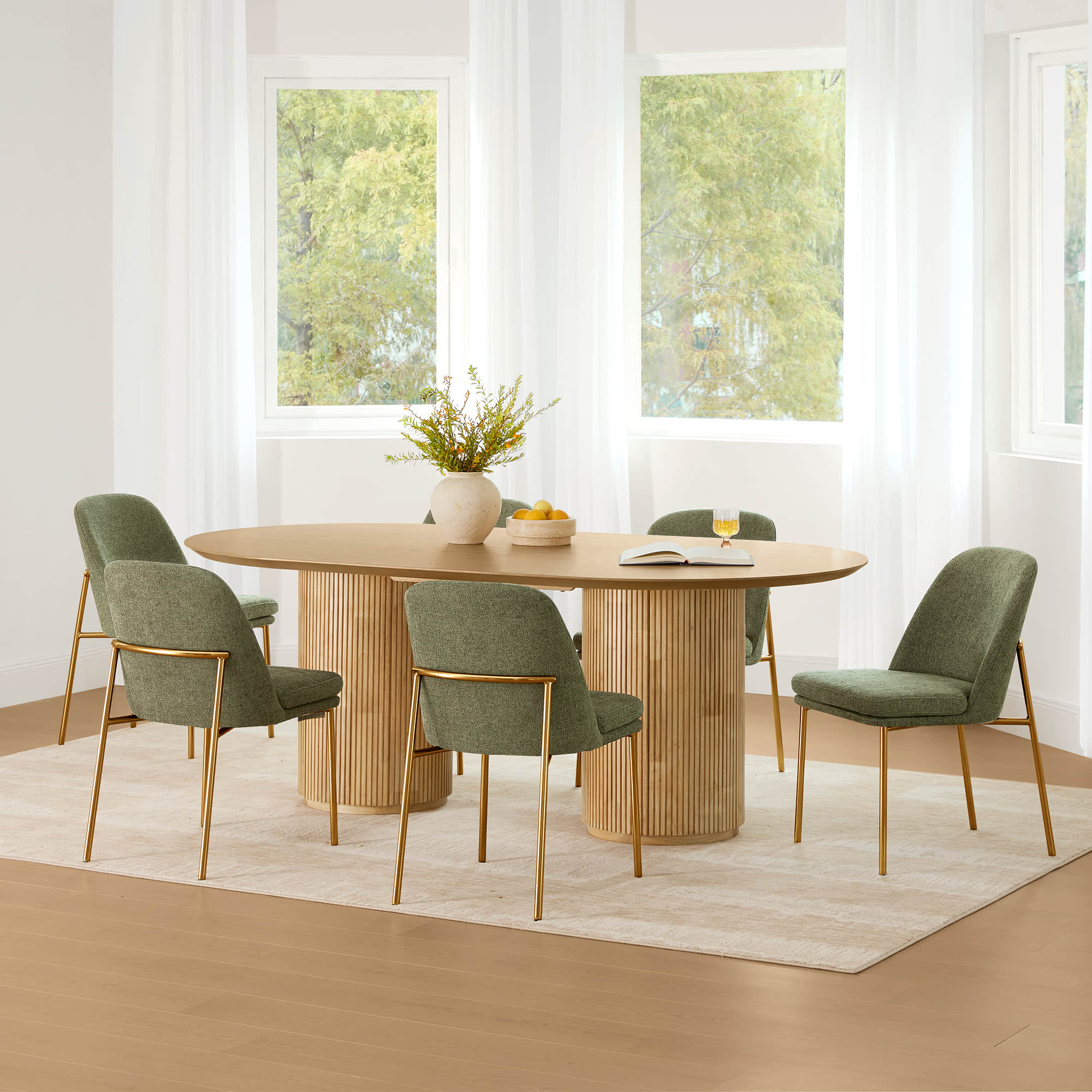 Corvina Oval Fluted Dining Table