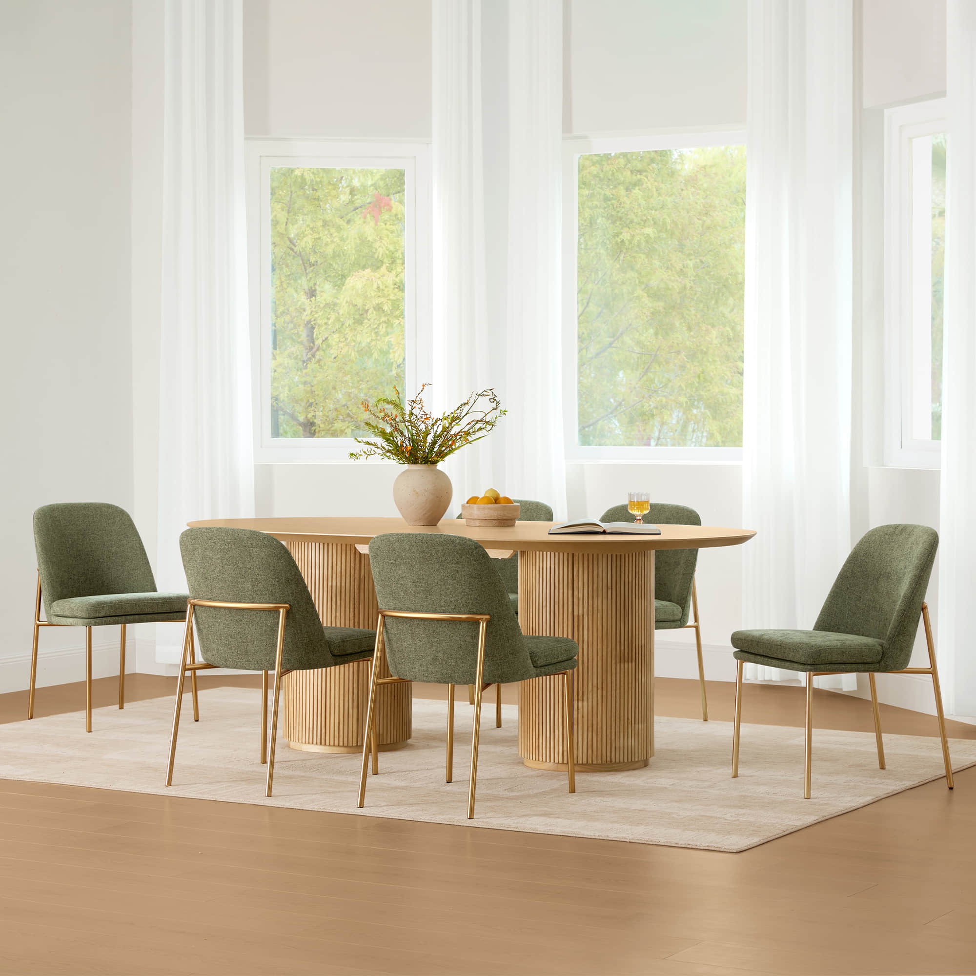 Corvina Oval Fluted Dining Table