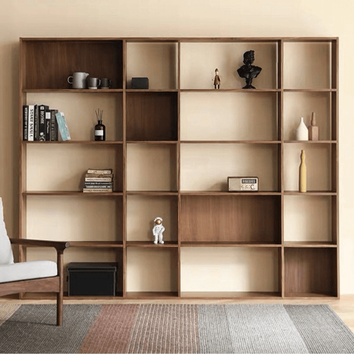 OAKEN Rustic Walnut Wood Bookshelf - Exclusivia