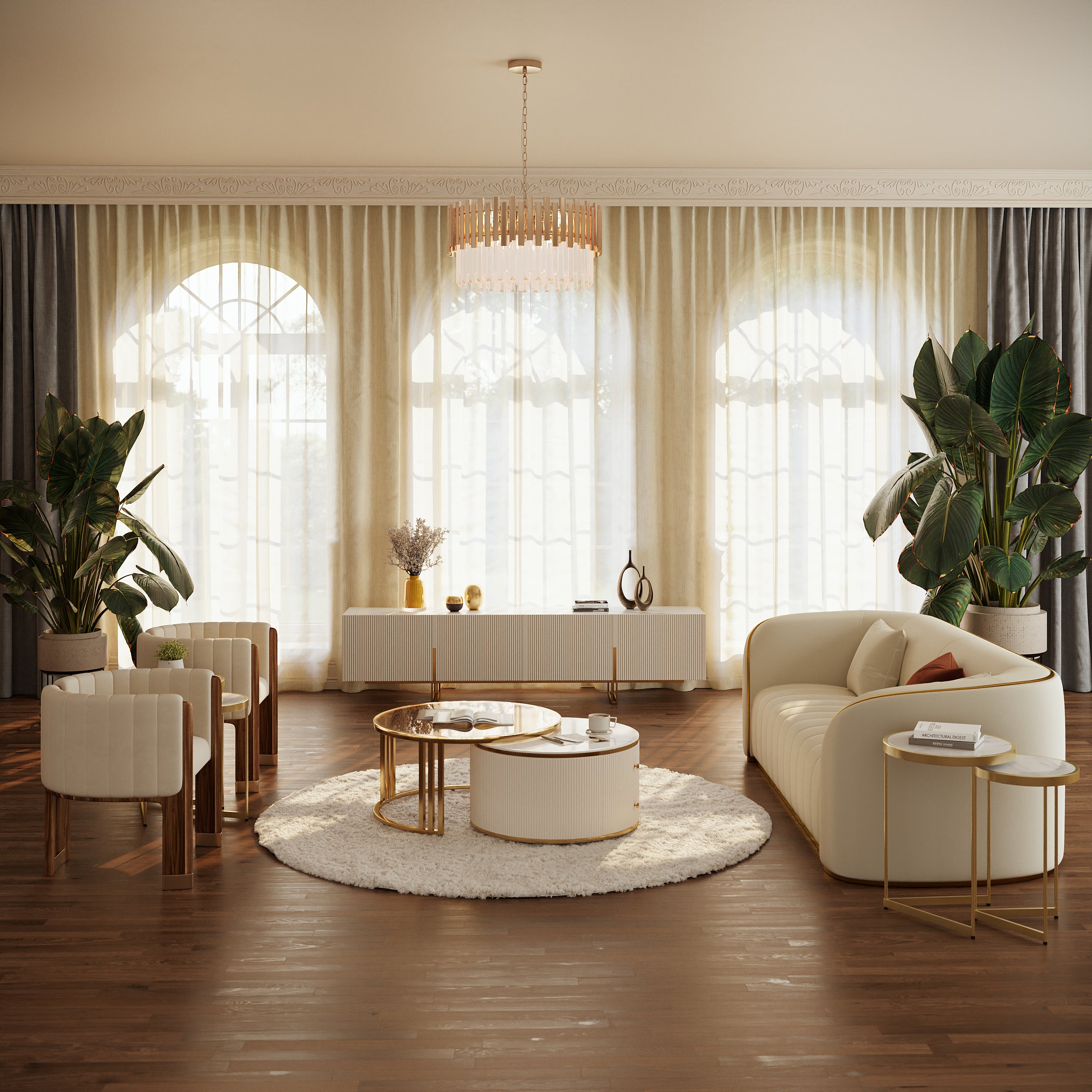 Auro Sintered Stone Fluted TV Console