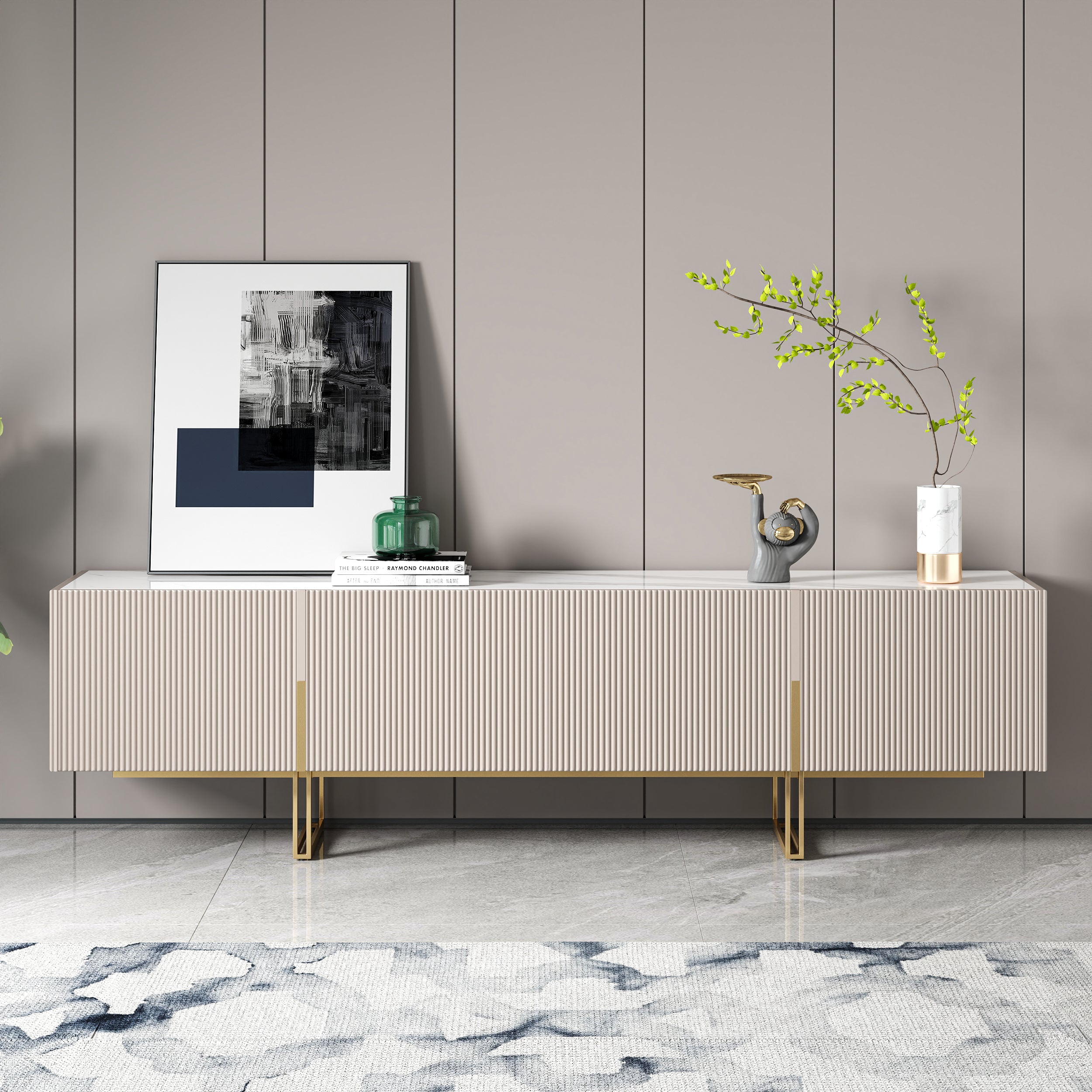 Auro Sintered Stone Fluted TV Console