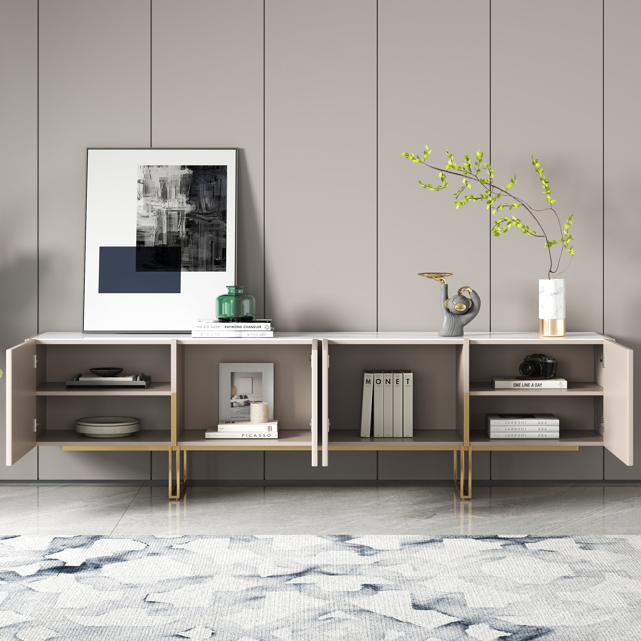 Auro Sintered Stone Fluted TV Console