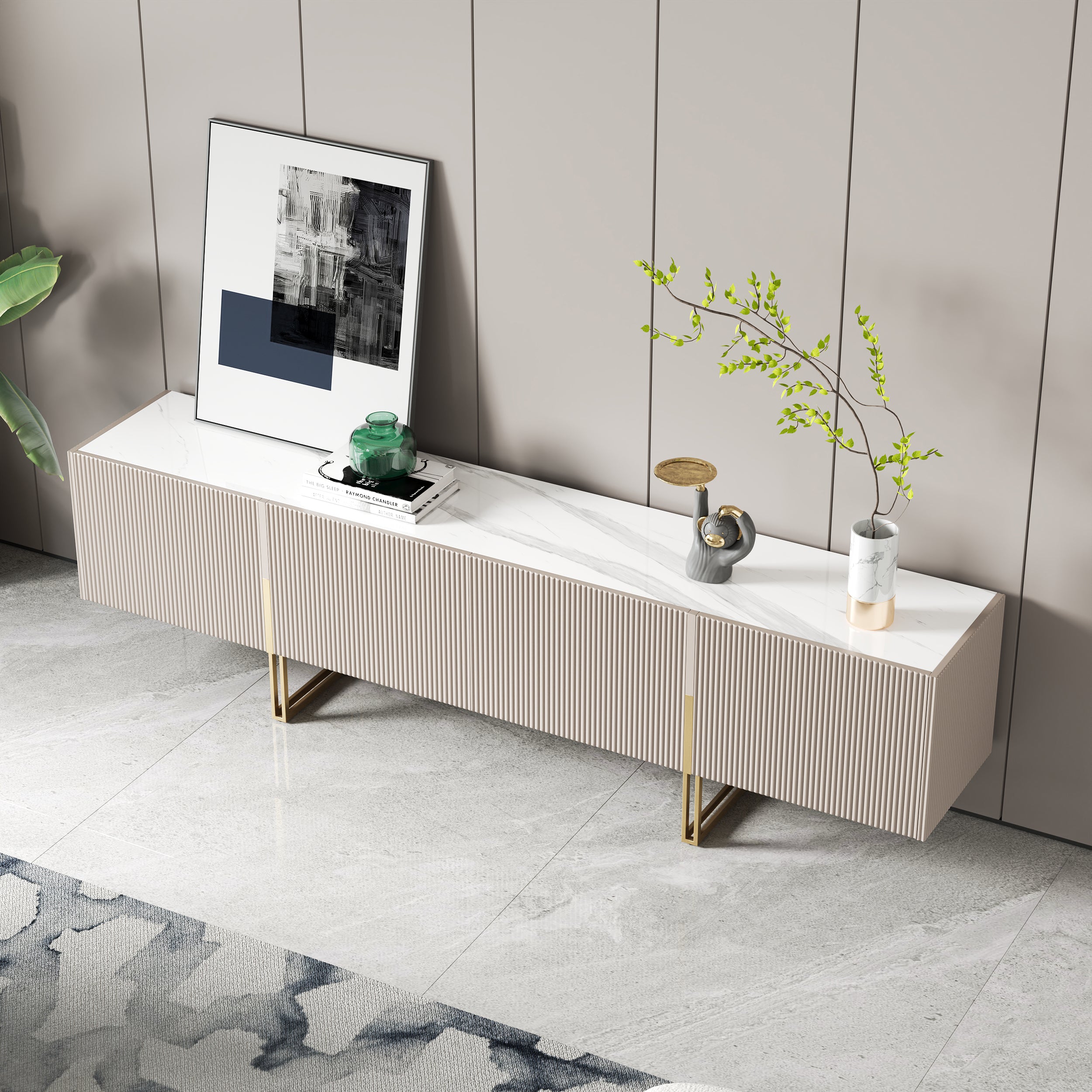 Auro Sintered Stone Fluted TV Console