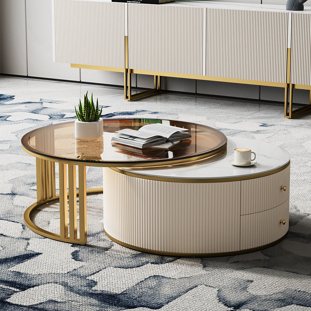 Auro Sintered Stone Fluted TV Console