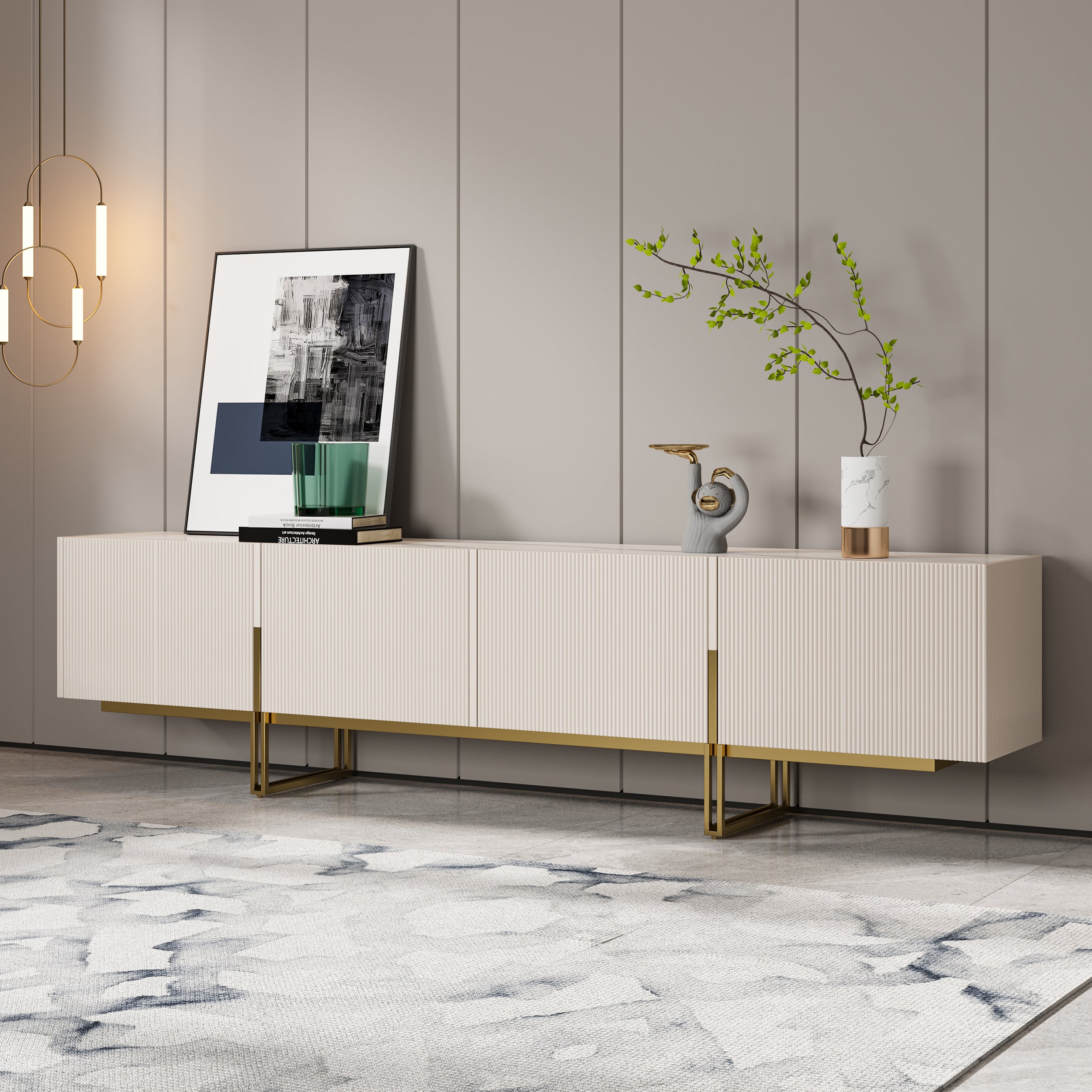 Auro Sintered Stone Fluted TV Console