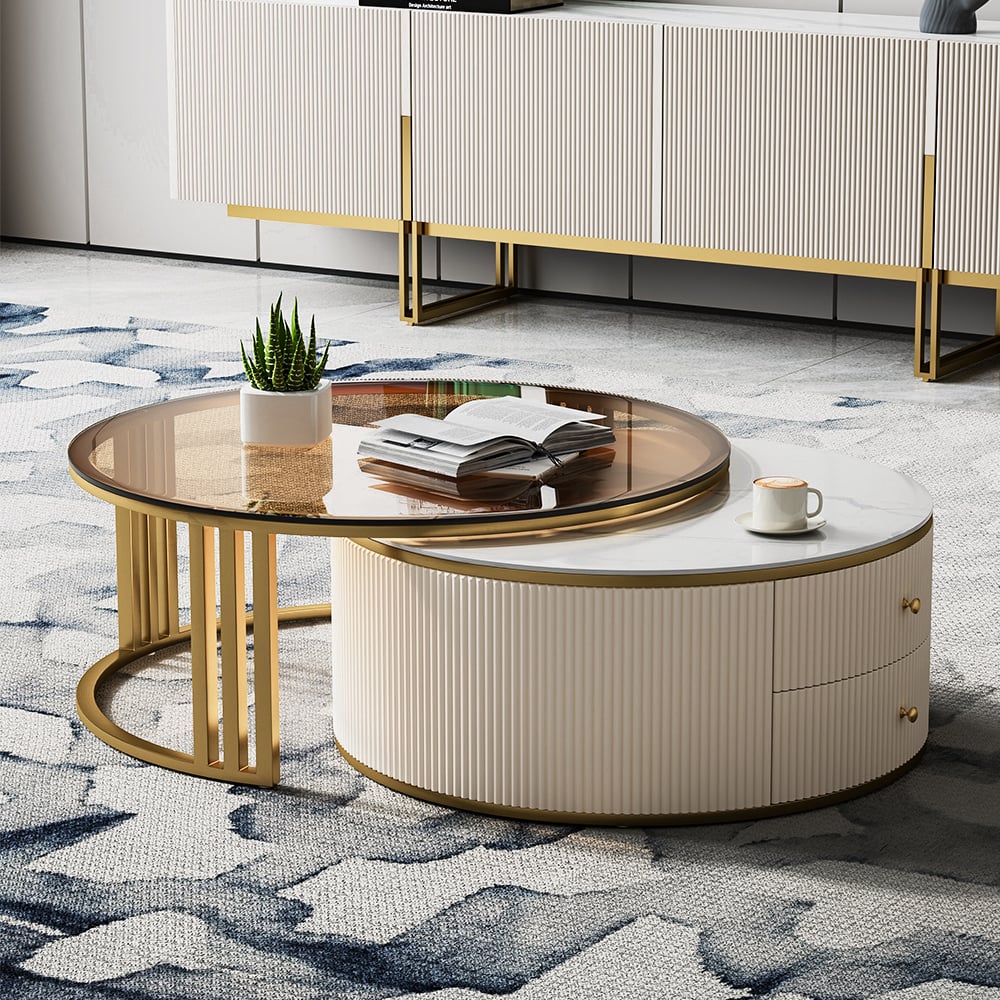 Auro Sintered Stone Fluted TV Console