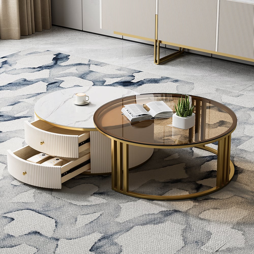 Auro Sintered Stone Fluted TV Console