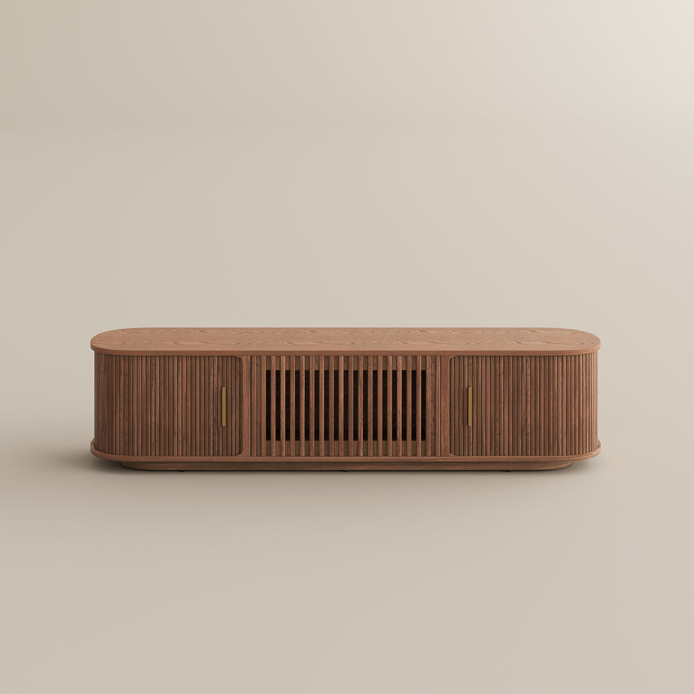 Solvra Mid-Century Tambour Door TV Stand
