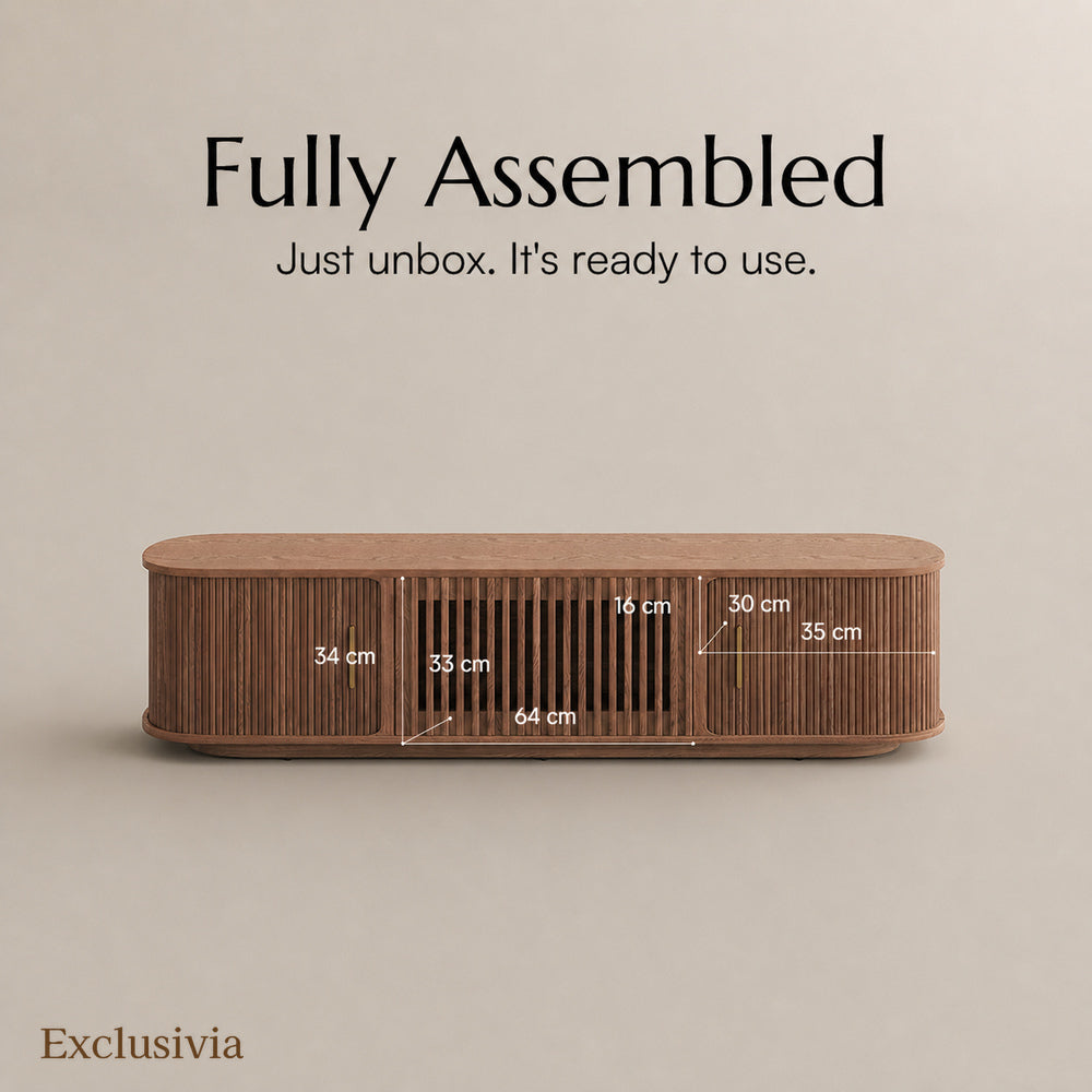 Solvra Mid-Century Tambour Door TV Stand